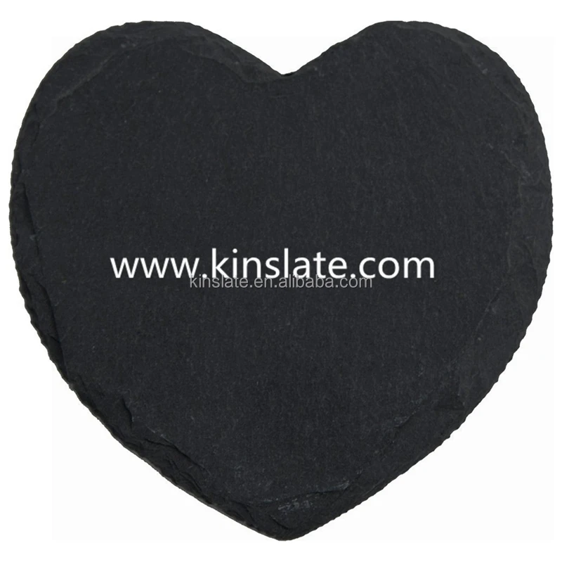 30 x 30 cm Natural black slate stone plate heart style slate gifts and crafts wholesale