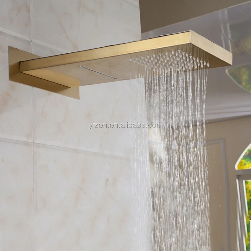 Wholesale And Retail Luxury Golden Shower Head 3 Ways Valve Mixer Rainfall & Waterfall Shower Faucet With  Hand Shower