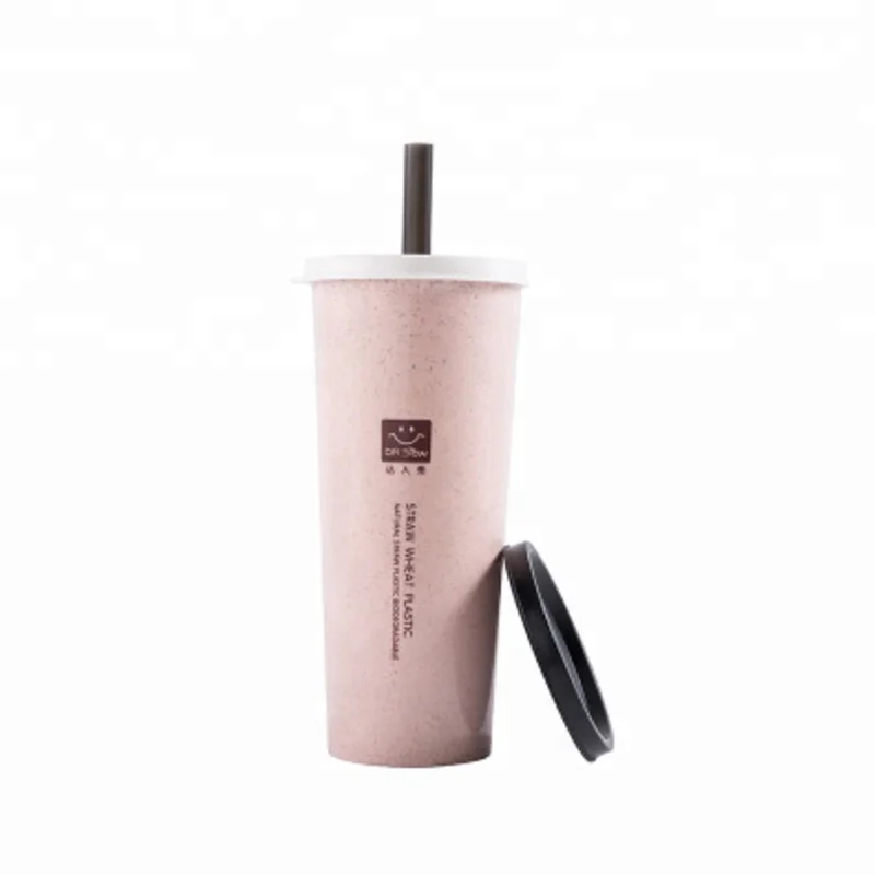 Кружка из пшеничной соломы, многоразовая кофейная чашка, биоразлагаемая кофейная чашка с крышкой