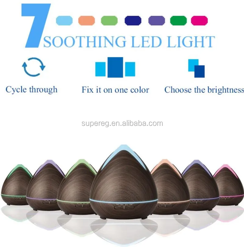 Tulip 400ml Aromatherapy Essential Oil Diffuser Home Decoration Diffusers Mist Maker Humidifier Wood Grain Colors Food Grade