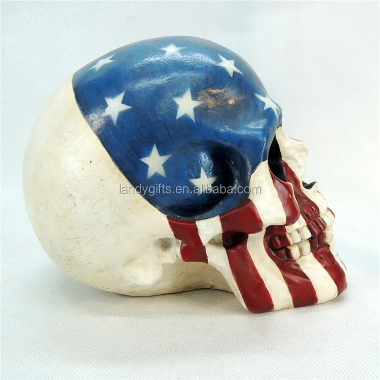 Американский национальный флаг украшение черепа из смолы высота 7 дюймов