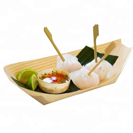 Sushi/salad/dessert bowl disposable pine wood boat