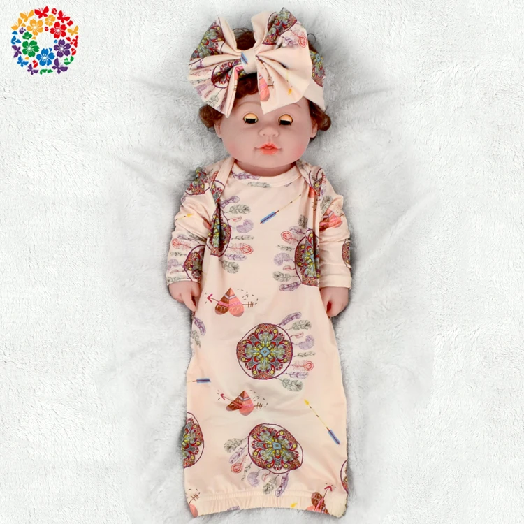 Pink Unicorn Prints Baby Christening Gowns Toddlers Sleep Gowns Baby Brushed Milk Silk Unisex Pajamas For Infant Girl And Boy