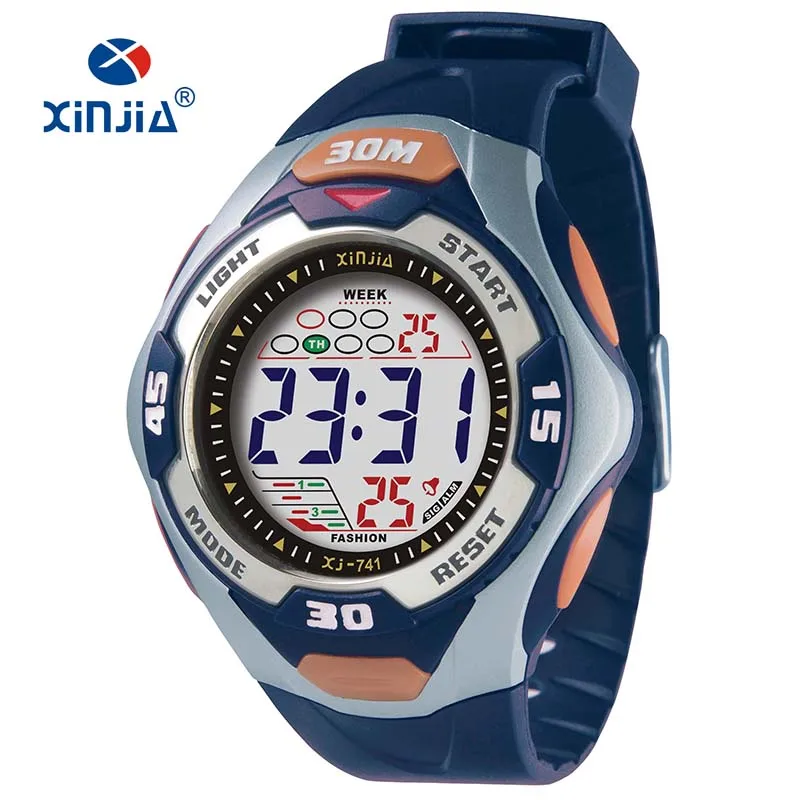 Мужские Цифровые часы китайского бренда XINJIA водонепроницаемые из термопластичного полиуретана с кольцом сплава