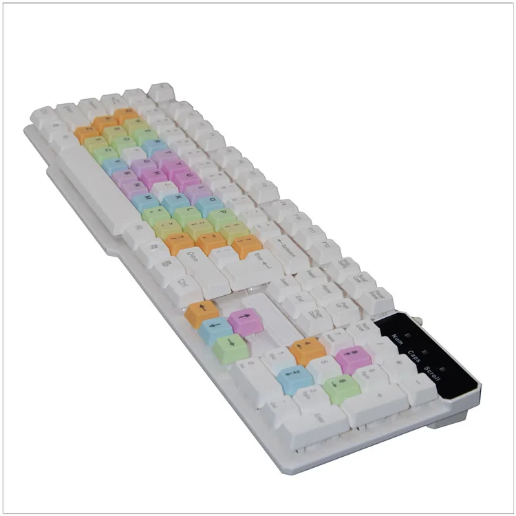 White USB Gaming Keyboard Mechanical with Colorful Keycaps
