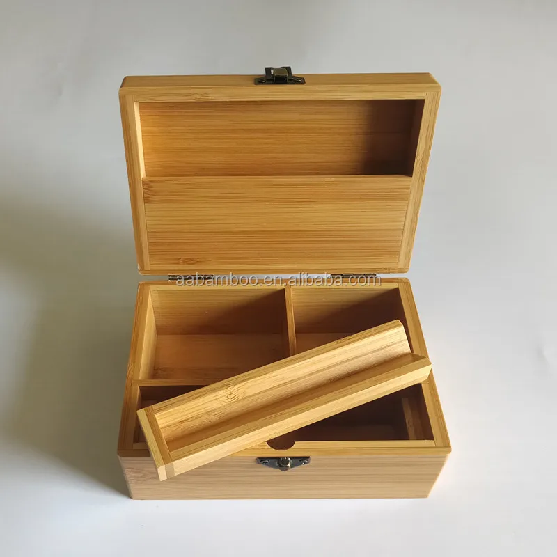 Ящик для хранения из бамбукового дерева со съемным подносом