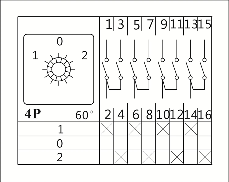 Cansen switch LW26-63 1-0-2 4 Pole rotary cam changeover switch control motor welding machine rotary cam switch