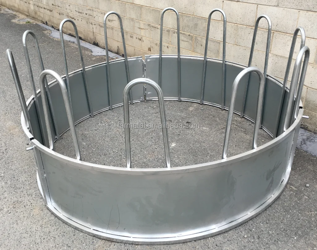 
Three Pieces Round Bale Feeders Livestock for Cattle Goats Sheep Horse hay savers farm fence metal iron hot dip galvanized 