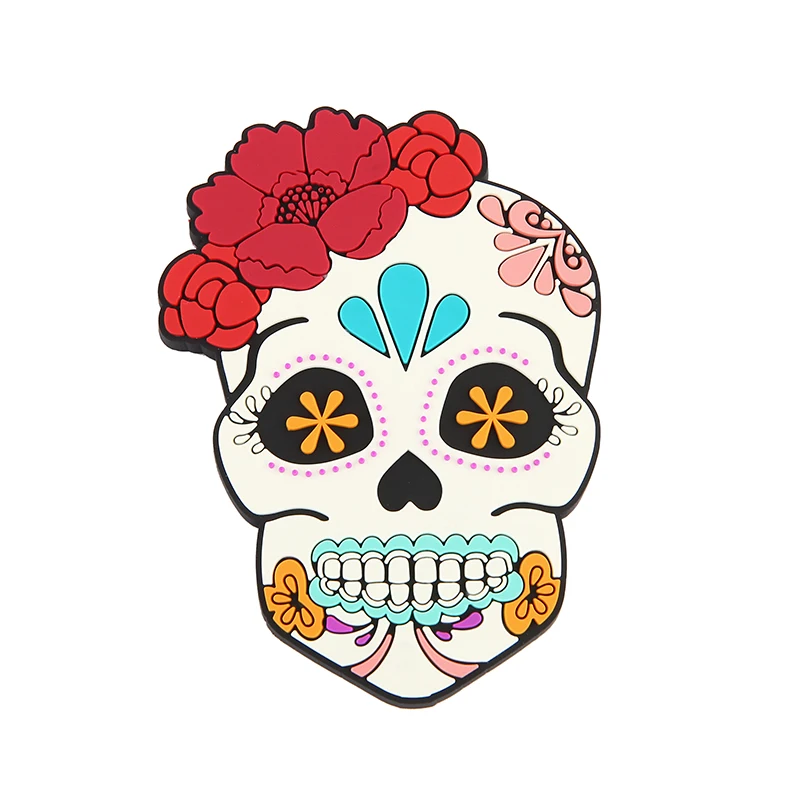 Wholesale Simple Fashion Logo Rubber Glue Black Design For Clothing PVC Skull Patch