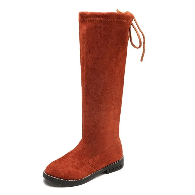 
YY10113S Latest design winter season kids tall black long boot girls knee high leather boots 