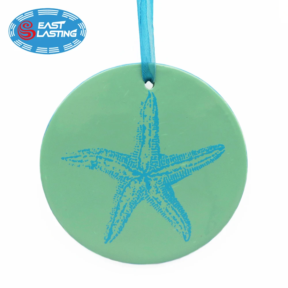 
Pet animal decal round flat ceramic hanging ornaments for Christmas decoration 