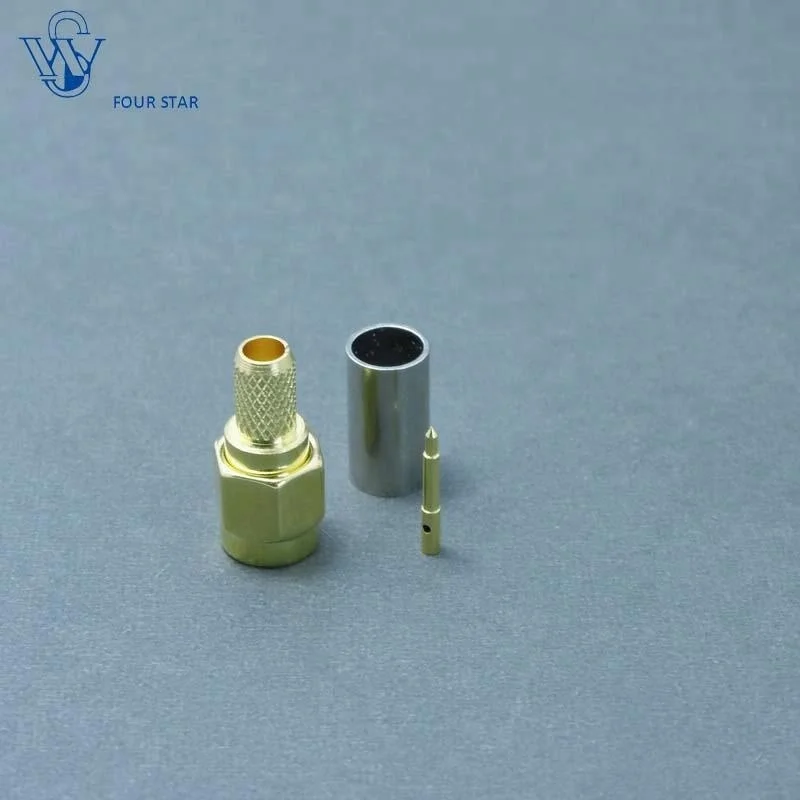  50ohm Plug Crimp Connector RF Coaxial SMA Male for RG58 Cable