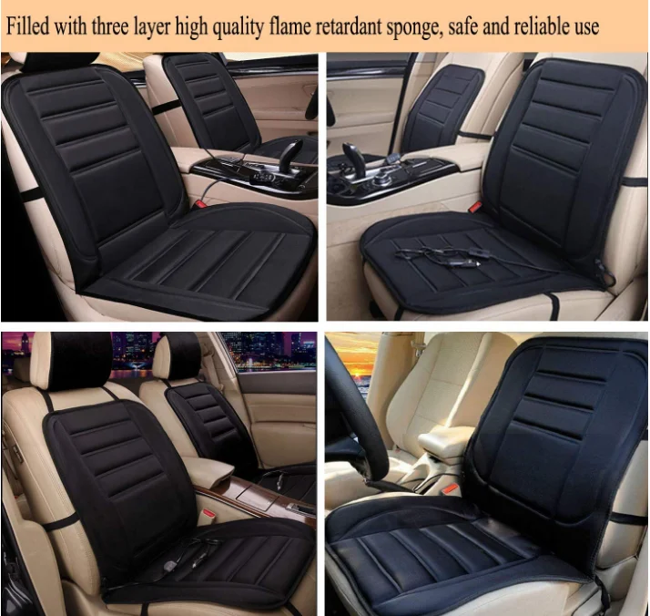 12V Auto Comfortable Car Heated Seat Cushion Hot Cover Warmer Pad in Winter Black
