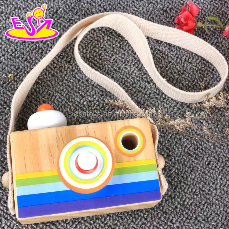 New hottest favorite colorful wooden kids toy camera with kaleidoscope W01A300