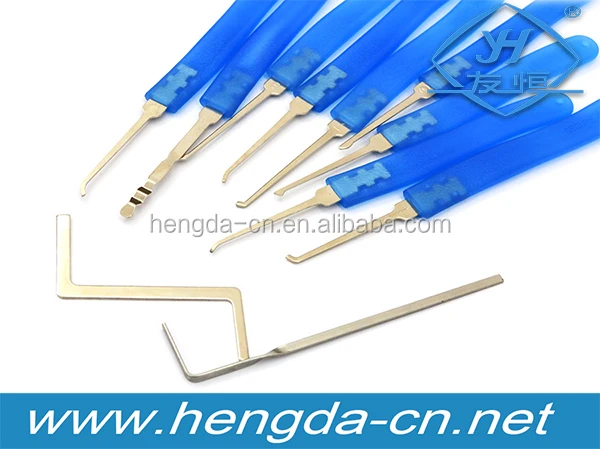 YH9296 Hot sale light blue Practice Padlocks + 9 Piece Unlocking Lock Pick Set Key Extractor Tool
