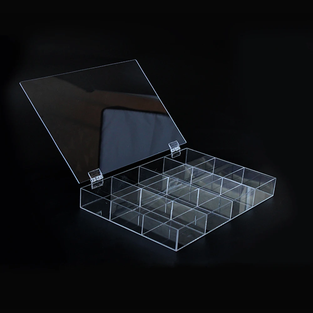 Custom High Quality 12 Grids Makeup Organizer Box Cosmetic Nail Jewelry bead Organizer Storage Box Transparent Desktop Box