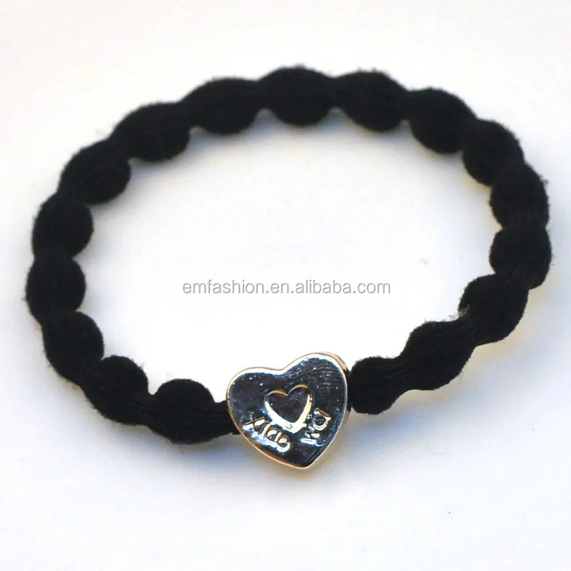 Wholesale Gold Star Heart Bead Strong Elastic Bamboo Nylon Hair Band