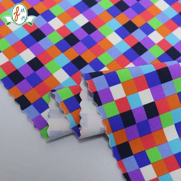 4-way Stretch  Nylon Digital Printed Square Color Printed Swimwear Fabric