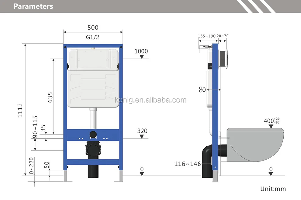 
Wholesale Price Wall Hung Toilet Cistern With Concealed Design 