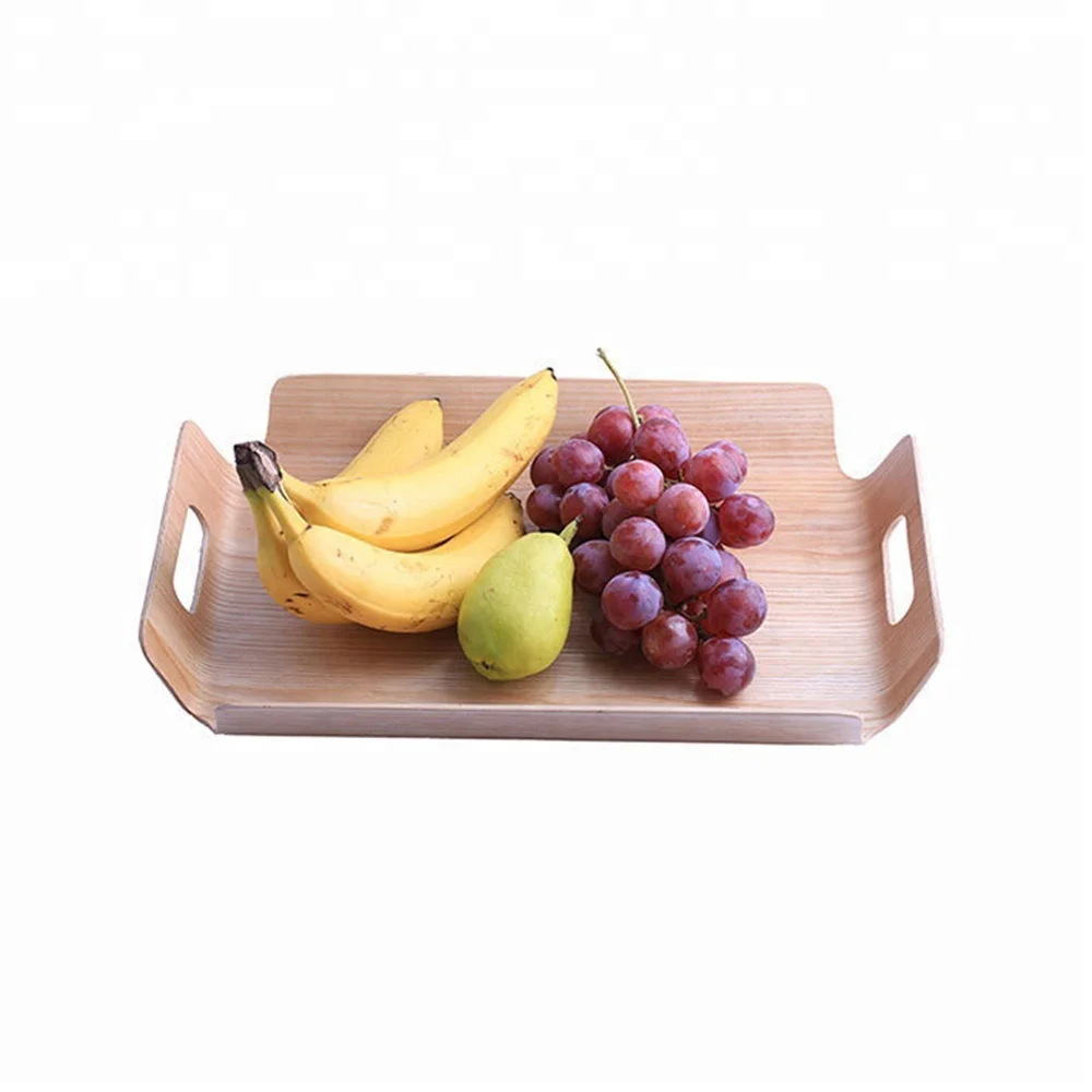 
rectangular bentwood tray, bamboo serving tray with handle 