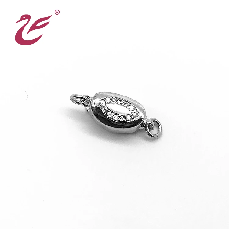 luxury  fashion Ingot buckle Ingot buckle zircon sterling silver necklace bracelet jewelry clasp lock bead pearl closure clasps