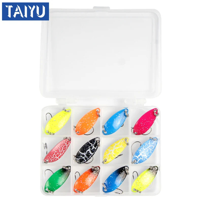 5cm 2.8g 12pcs colorful spoon lure kit with single hook metal bait fishing lure set