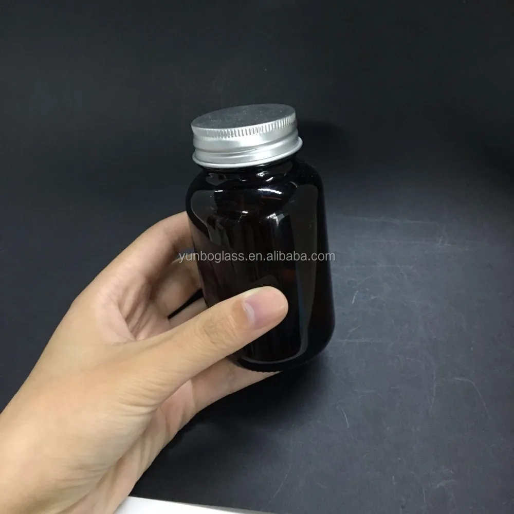 4oz 120cc Amber Glass Wide Mouth Round Packers With 38mm  Metal Screw Lid For Tablet