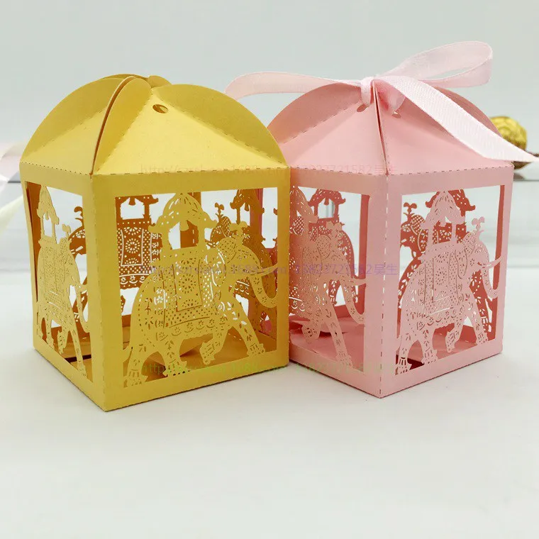 Wholesale factory direct elephant laser cut indian wedding door gift boxes for candies