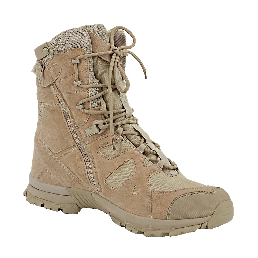 KMS Hot Sale Zipper Khaki Outdoor Tactical  Boots High Quality Desert Tactical Shoes For Men Desert Boots For Training Hiking