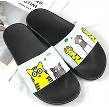 2018 new summer cartoon drawing cat pattern for men and women leisure PVC slippers