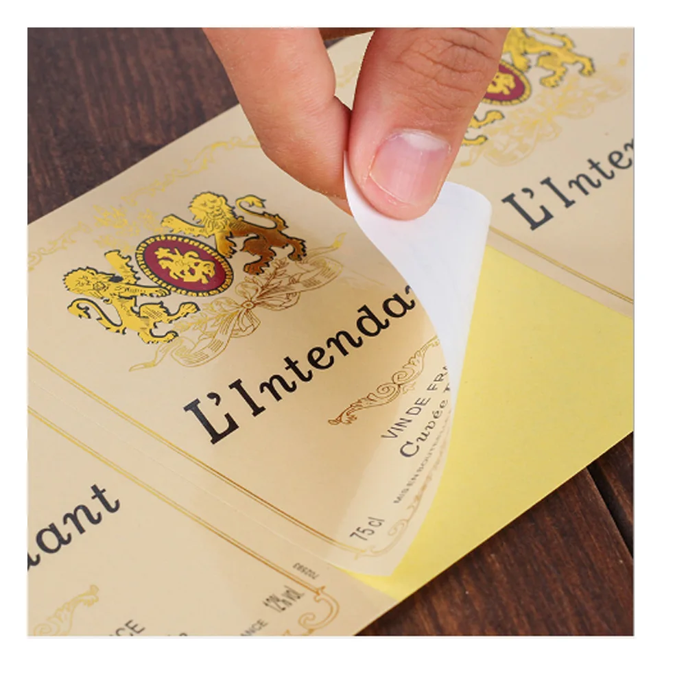 customized adhesive kraft label gold foil logo sticker for wine bottle