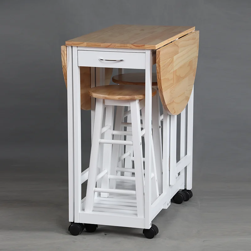 MDF Pine wood folding designs modern wooden dining table with wheels