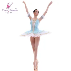 Светло-голубая пачка из спандекса с блестками для профессиональных танцев, балетная пачка с 7 слоями жесткого тюля BLL015