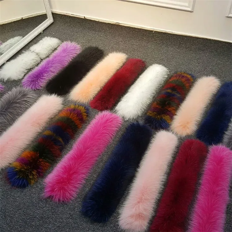 Factory price high quality Real Raccoon Fur Trim for jacket hood Detachable Raccoon Fur Collars