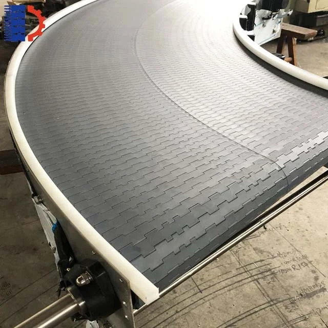 180-degree slat plastic chain conveyor u turn conveyor