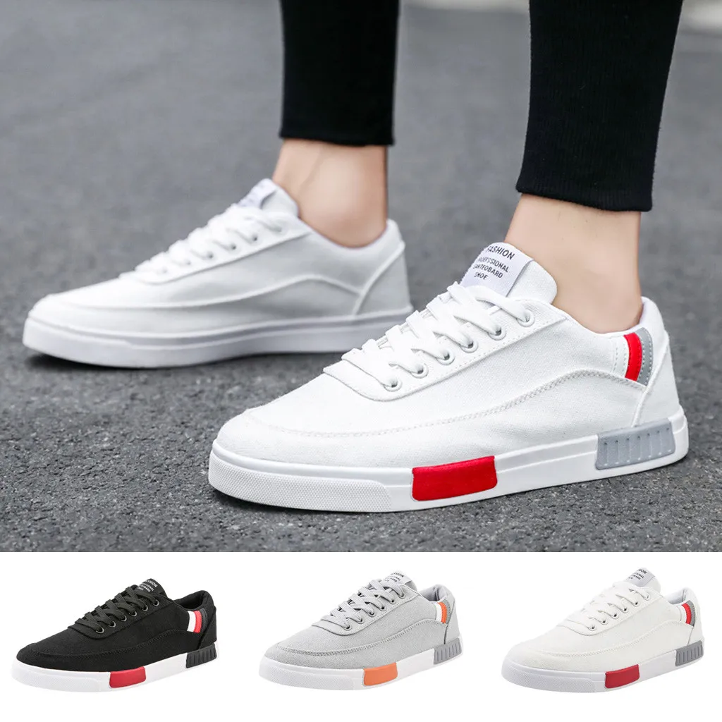 Męskie buty 2019 wiosenne letnie mieszane kolory męskie oddychające materiałowe sznurowane trampki jednokolorowe odkryte buty w stylu casual, biurowy Męskie buty 2019 wiosenne letnie mieszane kolory męskie oddychające materiałowe sznurowane trampki jednokolorowe odkryte buty w stylu casual, biurowy