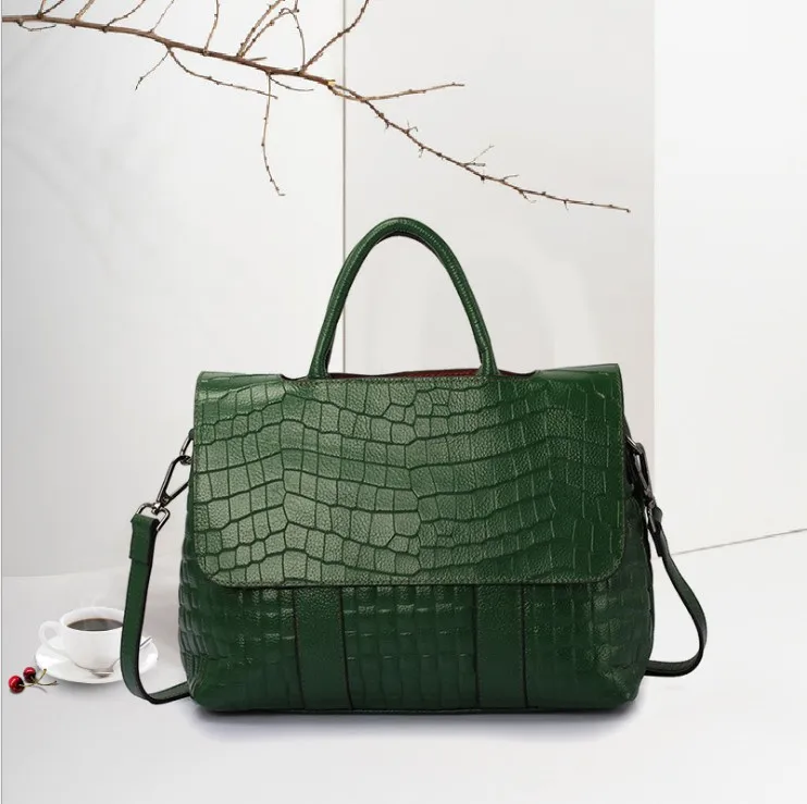 2019 spring and summer new stone pattern shoulder bag leather handbag fashion killer bag layer cowhide lady bag