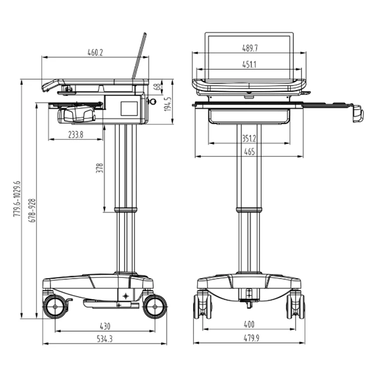 Тележка для ноутбука с регулируемой высотой