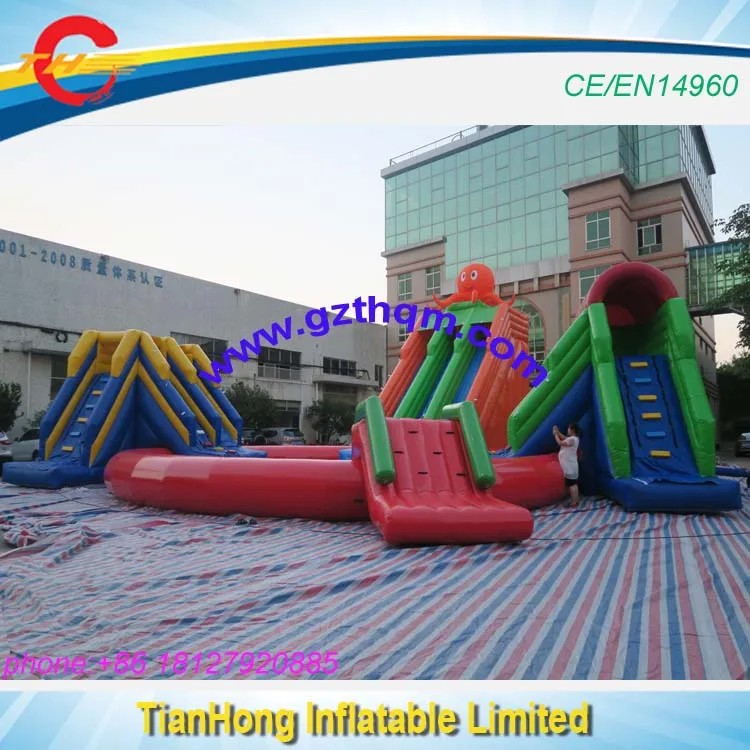giant inflatable water slide with pool/inflatable water park,commercial inflatable water recreation equipment for sale