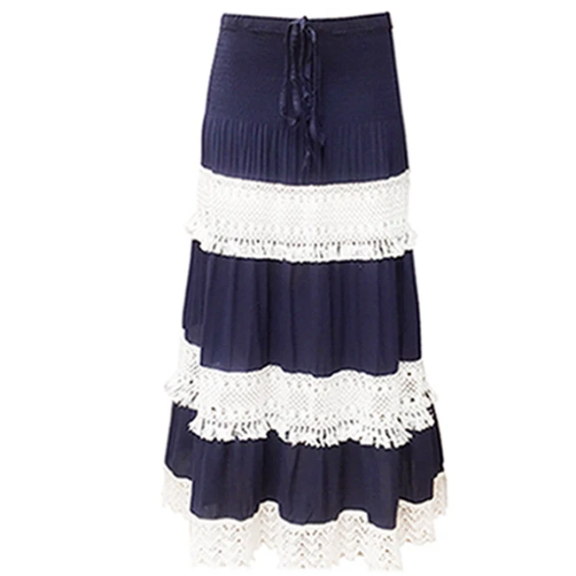 Floor Long White Rayon Indian Skirts Pure Mature Beach long Skirt