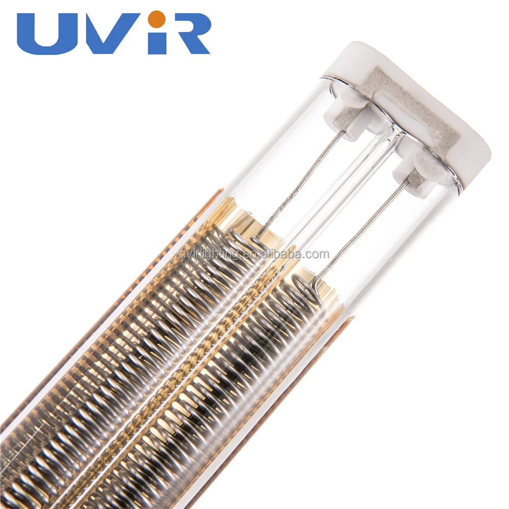 Quartz Tube Halogen Solar Powered Heat Lamp 2KW Medium Wave Twin Tube IR Emitter Gold/white