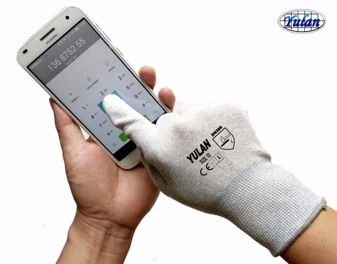 EN388 13G polyester/Nylon anti-static Carbon fiber coated ESD PU gloves