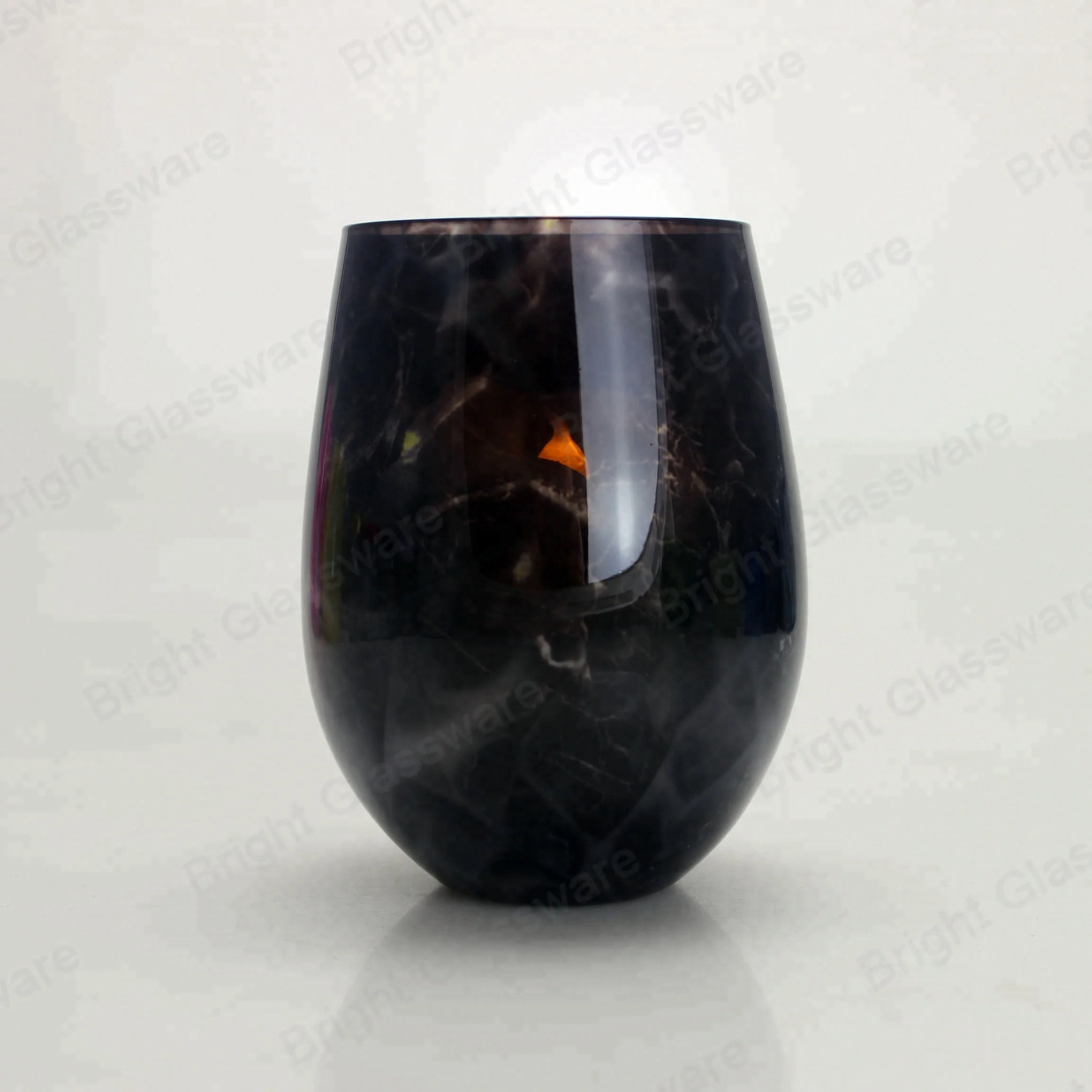 Wholesale high quality black marble natural stone custom logo candle jars holders made in china