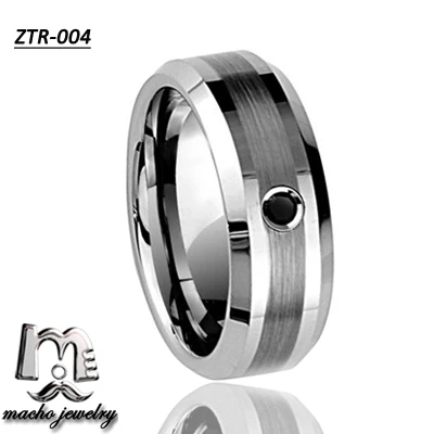 
Bridal Jewellery Sets 8mm Mens Tungsten CZ Diamond Wedding Ring with Grooved 