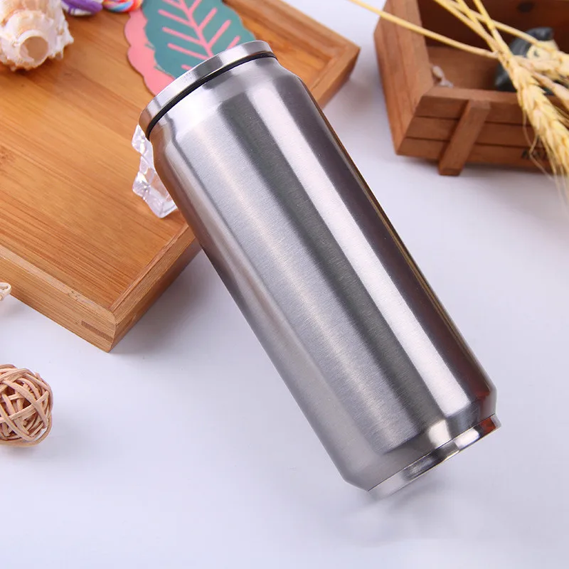 12oz 17oz Cola Can Water Bottle Soda Can Travel Bottle Double Wall Stainless Steel Insulated Drinking Water Cup with Straw