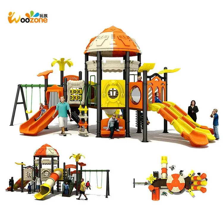 Amusement park toys large children plastic slides kids outdoor playground