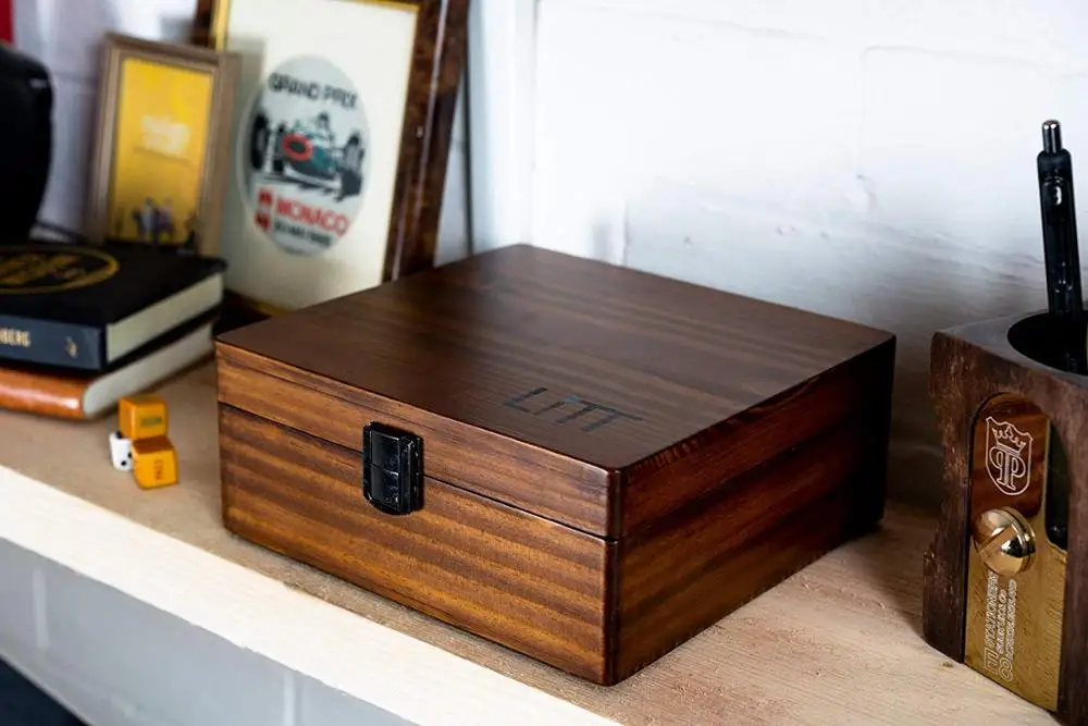 Custom Rustic Torched Wood Smoking Storage Box For  Wooden Stash Tobacco Herbal Box