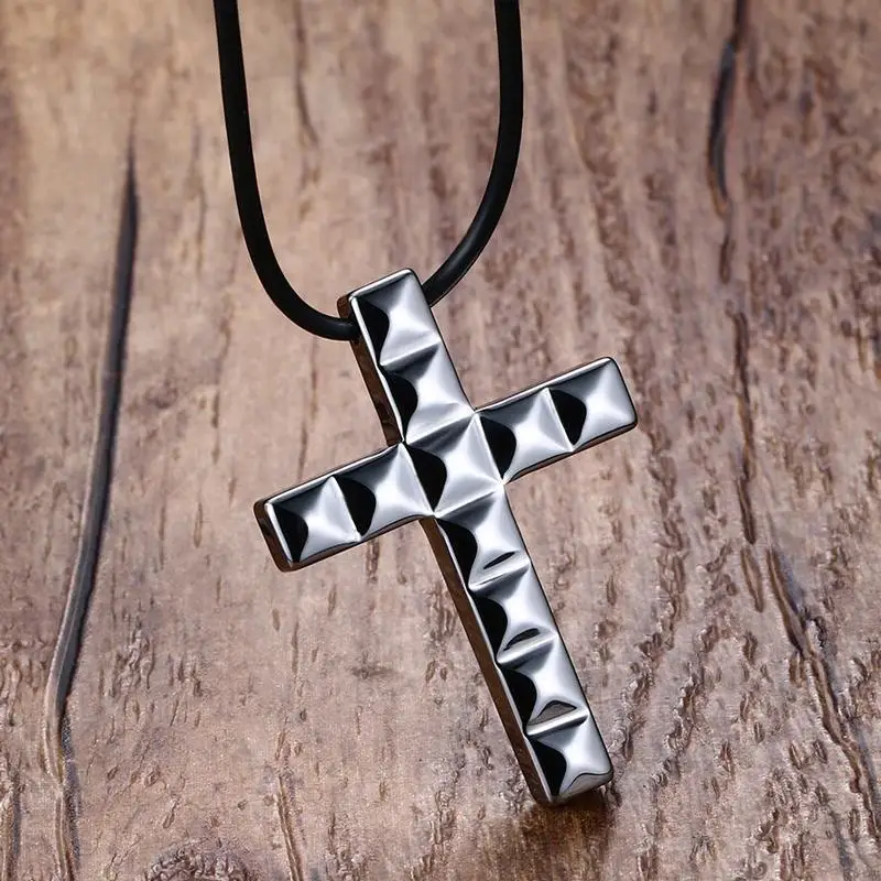 Good quality mens classic jewelry design tungsten carbide cross pendant necklace