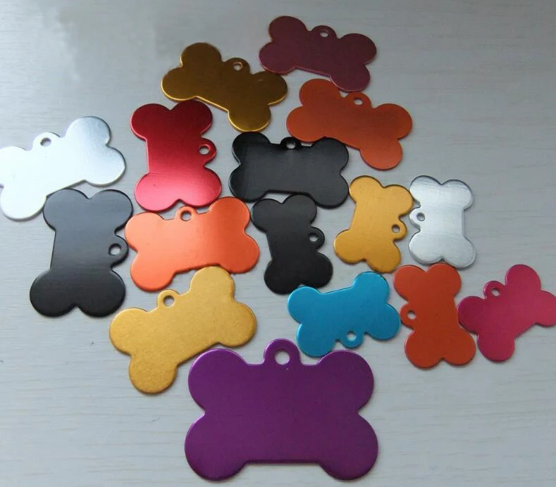 
Aluminum anodized bone shape dog pet ID tags with various colors 