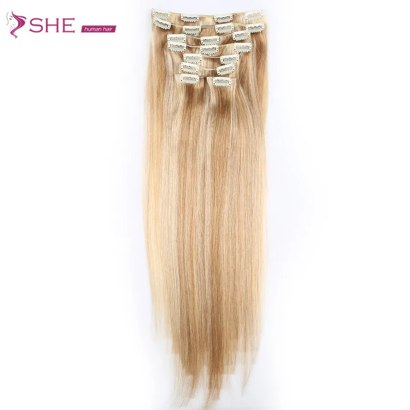 
virgin hair extention clip in hair extention 100% virgin brazilian hair 